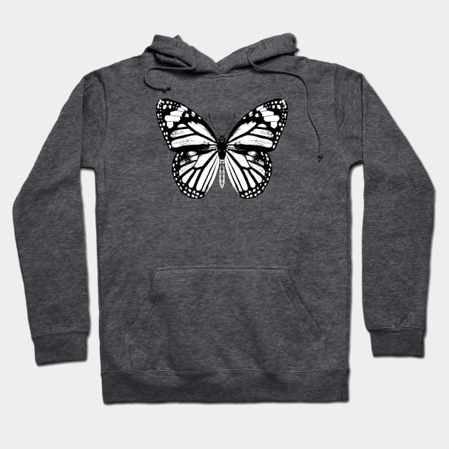 Monarch Butterfly | Black and White Hoodie by Eclectic At Heart